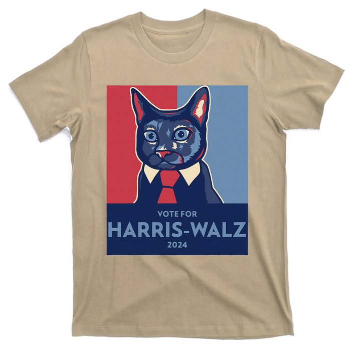 Vote For Harris Waltz 2024 Election Funny Cat T-Shirt