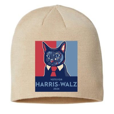 Vote For Harris Waltz 2024 Election Funny Cat Sustainable Beanie