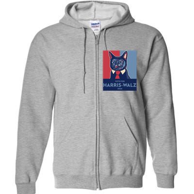 Vote For Harris Waltz 2024 Election Funny Cat Full Zip Hoodie