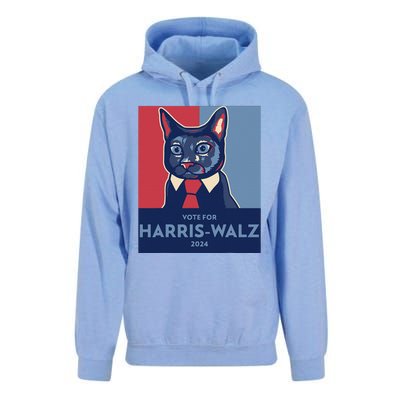 Vote For Harris Waltz 2024 Election Funny Cat Unisex Surf Hoodie