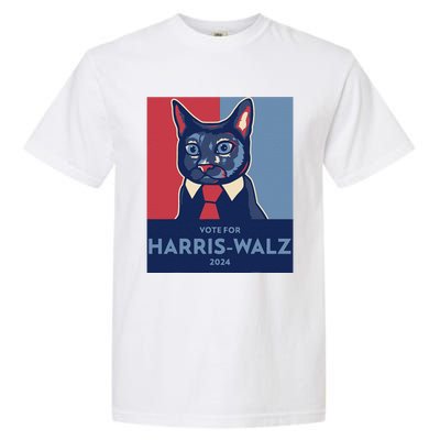 Vote For Harris Waltz 2024 Election Funny Cat Garment-Dyed Heavyweight T-Shirt