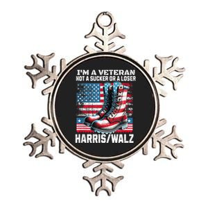 Veteran For Harris Walz Us Flag President 2024 Gift Metallic Star Ornament