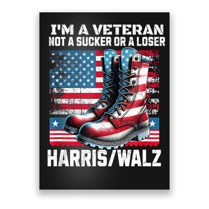 Veteran For Harris Walz Us Flag President 2024 Gift Poster