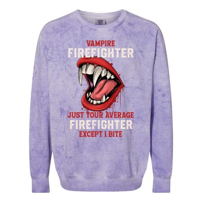 Vampire Firefighter Halloween Fire Scary Fire Marshal Gift Colorblast Crewneck Sweatshirt