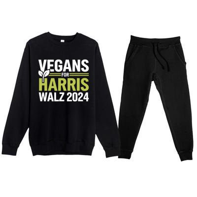 Vegans For Harris Waltz Walz 2024 Vegan For Kamala 2024 Premium Crewneck Sweatsuit Set