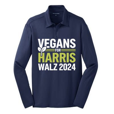 Vegans For Harris Waltz Walz 2024 Vegan For Kamala 2024 Silk Touch Performance Long Sleeve Polo