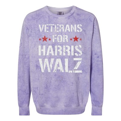 Veterans For Harris 2024 Kamala Harris Tim Walz Veteran Usa Colorblast Crewneck Sweatshirt