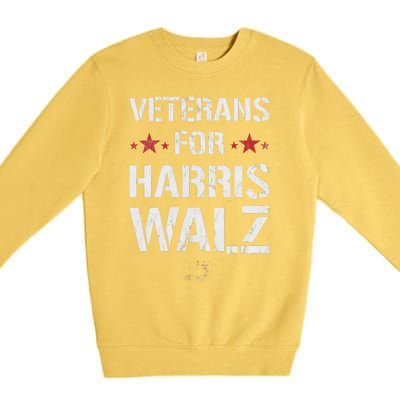 Veterans For Harris 2024 Kamala Harris Tim Walz Veteran Usa Premium Crewneck Sweatshirt