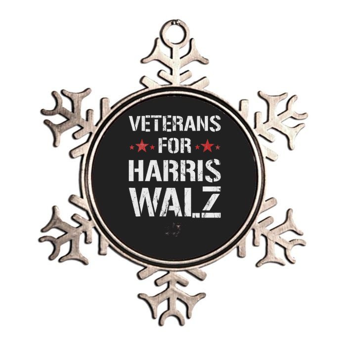 Veterans For Harris 2024 Kamala Harris Tim Walz Veteran Usa Metallic Star Ornament