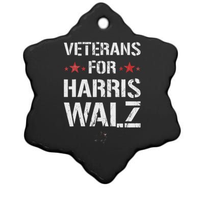 Veterans For Harris 2024 Kamala Harris Tim Walz Veteran Usa Ceramic Star Ornament