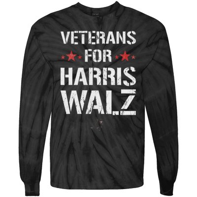 Veterans For Harris 2024 Kamala Harris Tim Walz Veteran Usa Tie-Dye Long Sleeve Shirt