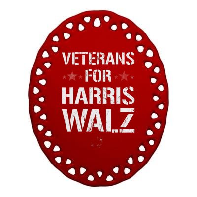 Veterans For Harris 2024 Kamala Harris Tim Walz Veteran Usa Ceramic Oval Ornament