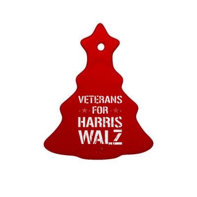 Veterans For Harris 2024 Kamala Harris Tim Walz Veteran Usa Ceramic Tree Ornament