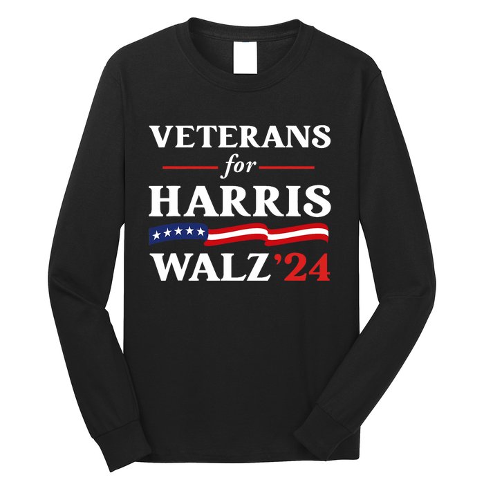 Veterans For Harris Walz 2024 Vote Tim Walz Kamala Harris Long Sleeve Shirt