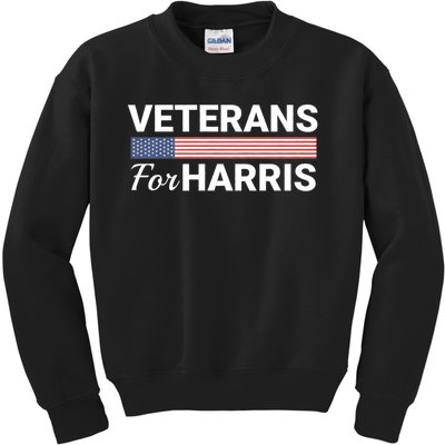 Veterans For Harris 2024 Military Vets Kamala Harris Kids Sweatshirt