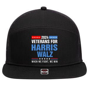 Veterans For Harris Walz 2024 Presidential Campaign 7 Panel Mesh Trucker Snapback Hat