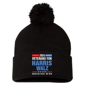 Veterans For Harris Walz 2024 Presidential Campaign Pom Pom 12in Knit Beanie