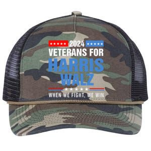 Veterans For Harris Walz 2024 Presidential Campaign Retro Rope Trucker Hat Cap