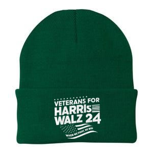 Veterans For Harris Walz 2024 Vote Blue Democrat Knit Cap Winter Beanie