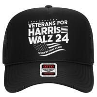 Veterans For Harris Walz 2024 Vote Blue Democrat High Crown Mesh Back Trucker Hat