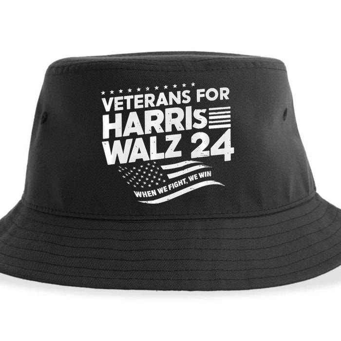 Veterans For Harris Walz 2024 Vote Blue Democrat Sustainable Bucket Hat