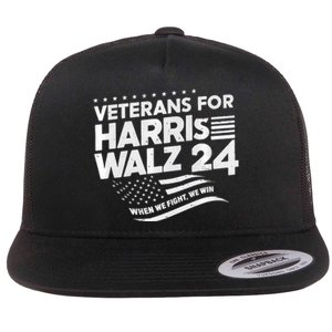 Veterans For Harris Walz 2024 Vote Blue Democrat Flat Bill Trucker Hat