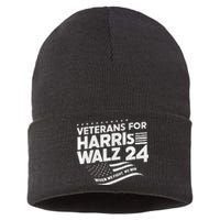 Veterans For Harris Walz 2024 Vote Blue Democrat Sustainable Knit Beanie