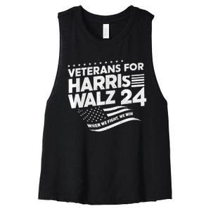 Veterans For Harris Walz 2024 Vote Blue Democrat Women's Racerback Cropped Tank