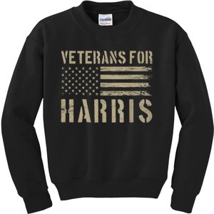 Veterans For Harris 2024 Military Vets Kamala Harris Kids Sweatshirt