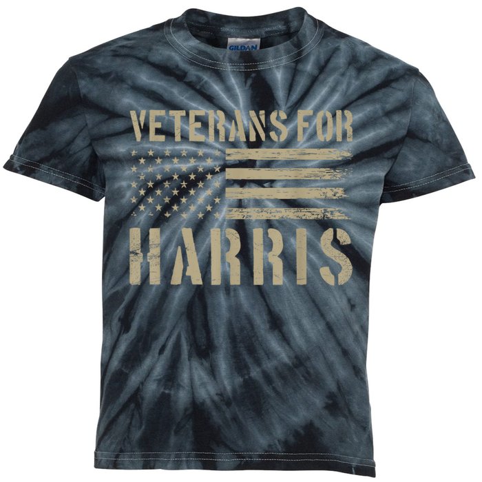 Veterans For Harris 2024 Military Vets Kamala Harris Kids Tie-Dye T-Shirt