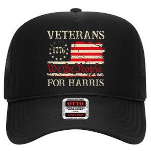 Veterans For Harris We The People 1776 Flag Kamala Harris High Crown Mesh Back Trucker Hat