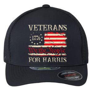 Veterans For Harris We The People 1776 Flag Kamala Harris Flexfit Unipanel Trucker Cap