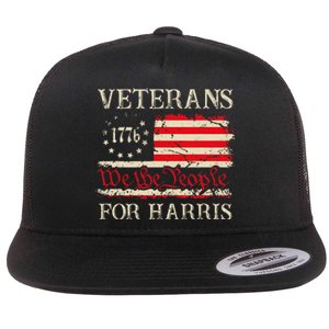 Veterans For Harris We The People 1776 Flag Kamala Harris Flat Bill Trucker Hat