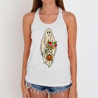 Vintage Floral Halloween Ghost Women's Knotted Racerback Tank