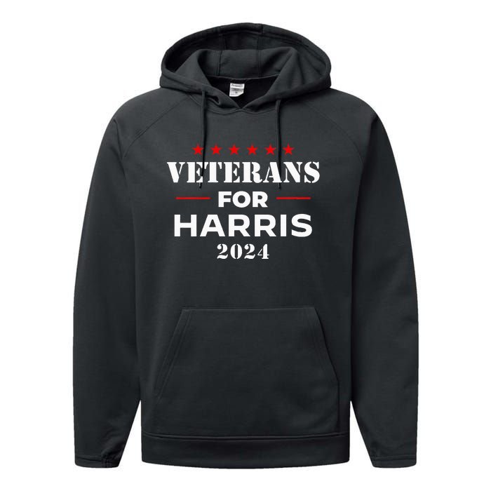 Veterans For Harris 2024 Kamala Harris Veteran Usa Performance Fleece Hoodie