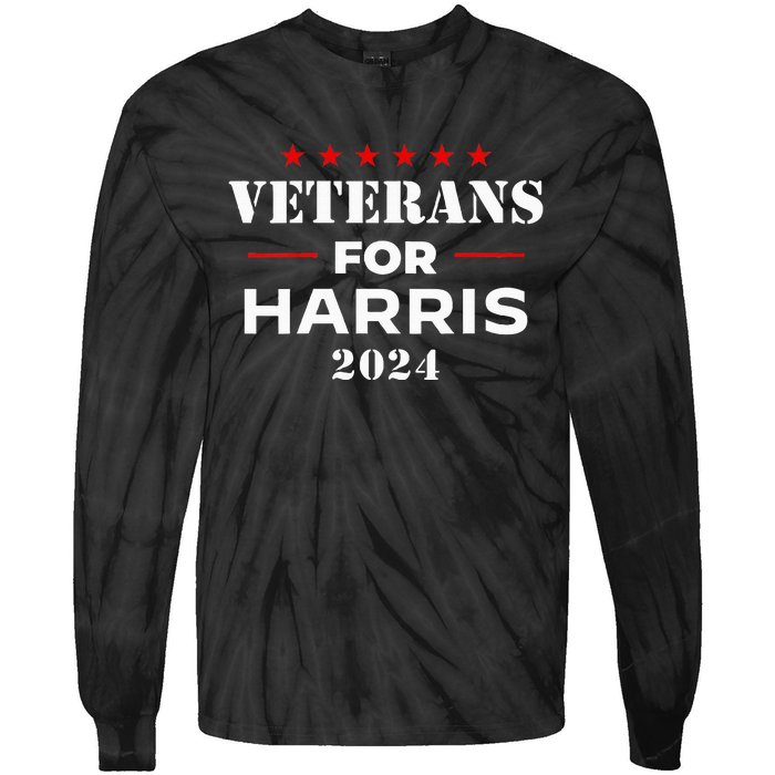 Veterans For Harris 2024 Kamala Harris Veteran Usa Tie-Dye Long Sleeve Shirt