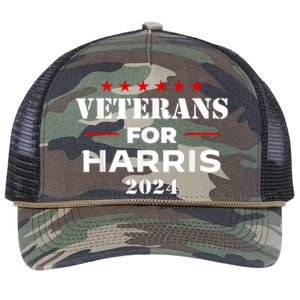 Veterans For Harris 2024 Kamala Harris Veteran Usa Retro Rope Trucker Hat Cap