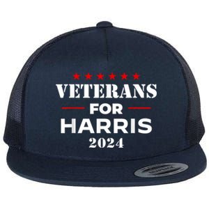 Veterans For Harris 2024 Kamala Harris Veteran Usa Flat Bill Trucker Hat