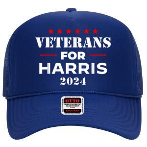 Veterans For Harris 2024 Kamala Harris Veteran Usa High Crown Mesh Back Trucker Hat