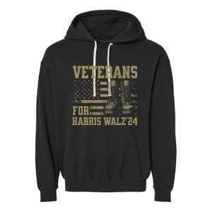 Veterans For Harris Walz Waltz 2024 Presidential Campaign Garment-Dyed Fleece Hoodie