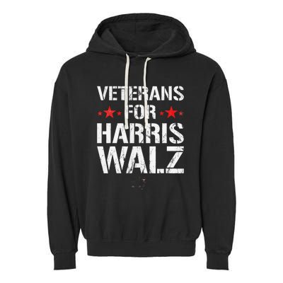 Veterans For Harris 2024 Kamala Harris Tim Walz Veteran Usa Garment-Dyed Fleece Hoodie