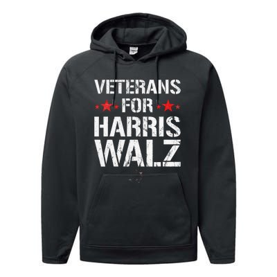 Veterans For Harris 2024 Kamala Harris Tim Walz Veteran Usa Performance Fleece Hoodie