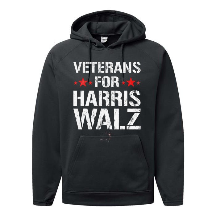 Veterans For Harris 2024 Kamala Harris Tim Walz Veteran Usa Performance Fleece Hoodie