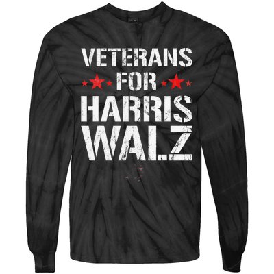 Veterans For Harris 2024 Kamala Harris Tim Walz Veteran Usa Tie-Dye Long Sleeve Shirt