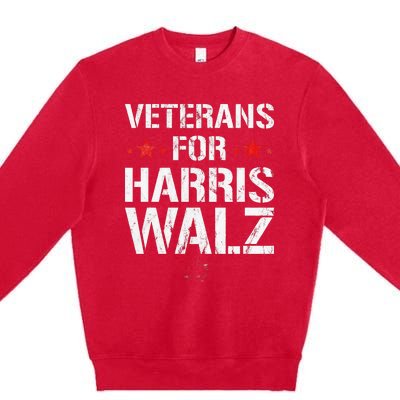 Veterans For Harris 2024 Kamala Harris Tim Walz Veteran Usa Premium Crewneck Sweatshirt