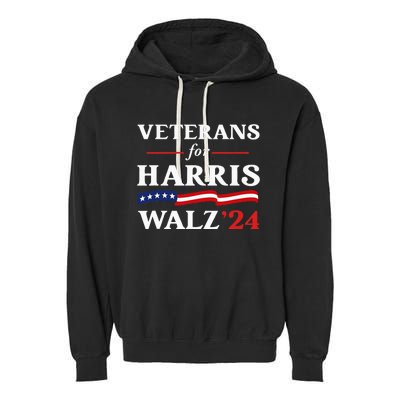 Veterans For Harris Walz 2024 Vote Tim Walz Kamala Harris Garment-Dyed Fleece Hoodie