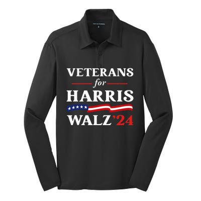 Veterans For Harris Walz 2024 Vote Tim Walz Kamala Harris Silk Touch Performance Long Sleeve Polo