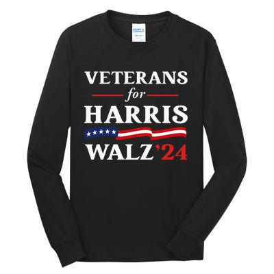 Veterans For Harris Walz 2024 Vote Tim Walz Kamala Harris Tall Long Sleeve T-Shirt