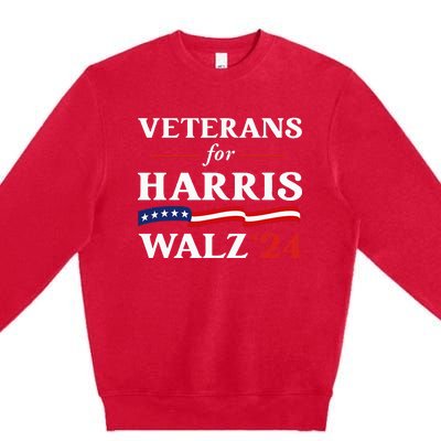 Veterans For Harris Walz 2024 Vote Tim Walz Kamala Harris Premium Crewneck Sweatshirt