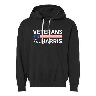 Veterans For Harris 2024 Military Vets Kamala Harris Garment-Dyed Fleece Hoodie